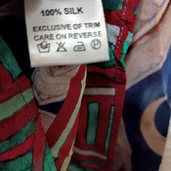 100% Silk Bohemian Geometric Print Tunic in Blue and Red XS - Picture 5 of 6